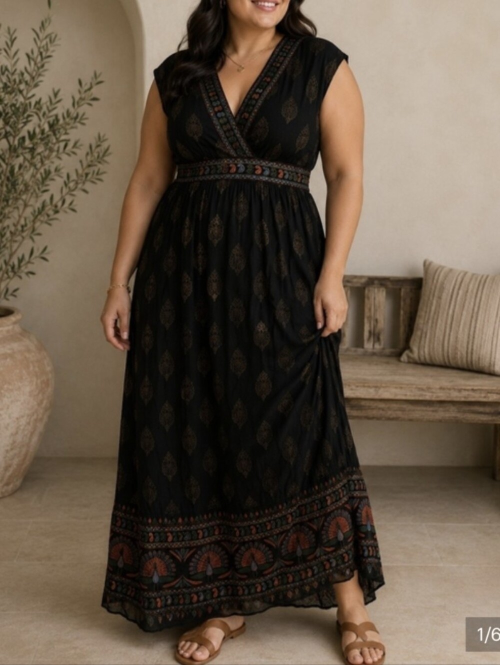 Lapogee Black Boho Maxi Dress | Size XL
